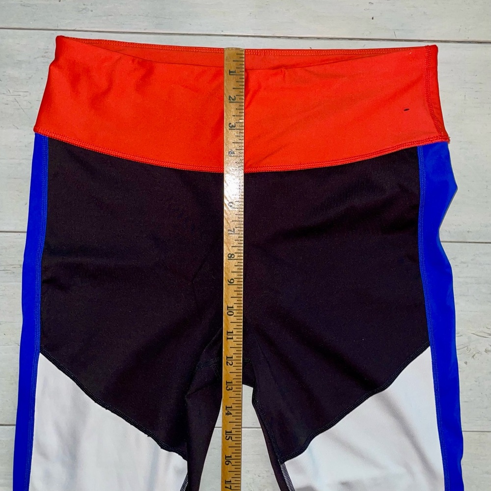 Avia Women’s Leggings Orange Black White Blue Size L Colorblock Psychedelic Fun - Picture 6 of 8